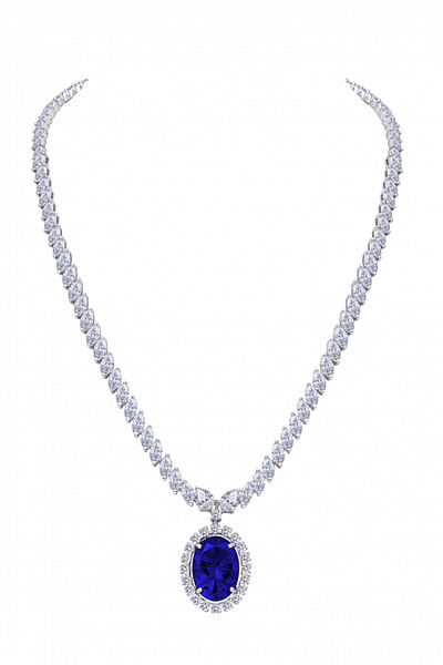 Blue and white Swarovski zirconia necklace