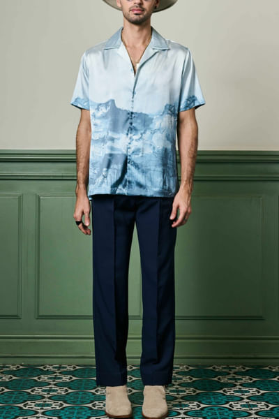 Blue arctic reflection print shirt