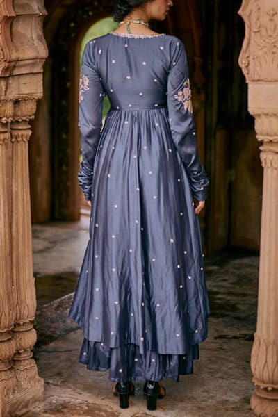 Paulmi & Harsh Blue bird embroidered angrakha anarkali set PAUJAN25D22819