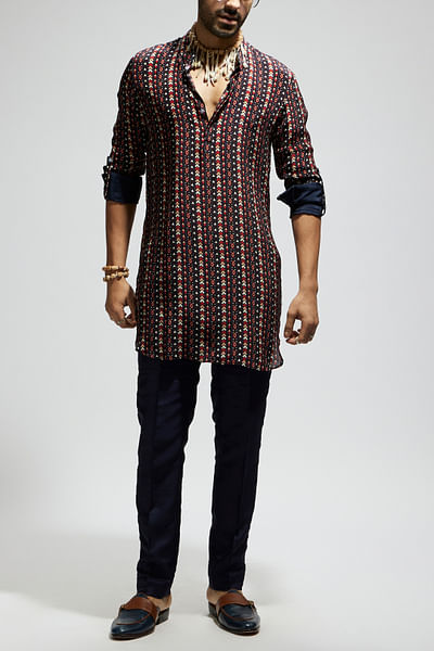 Blue boho printed kurta