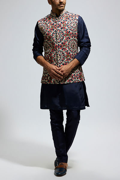 Blue embroidered bandi