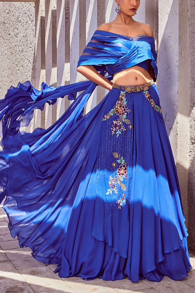 Blue embroidered lehenga set