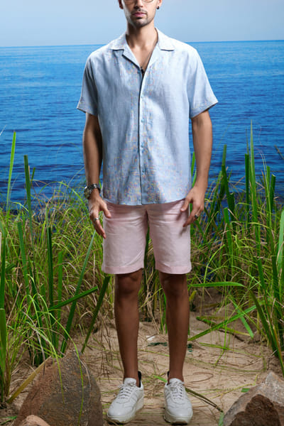 Blue embroidered shirt