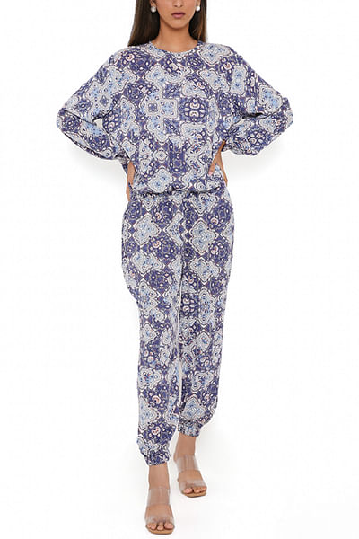 Blue floral printed co-ords