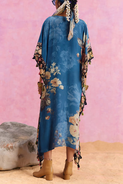 Kalista Blue floral printed kaftan KTAMAY24D212