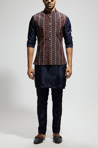 Blue geometric printed bandi
