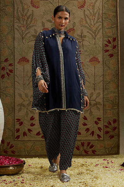Blue geometric printed co-ords