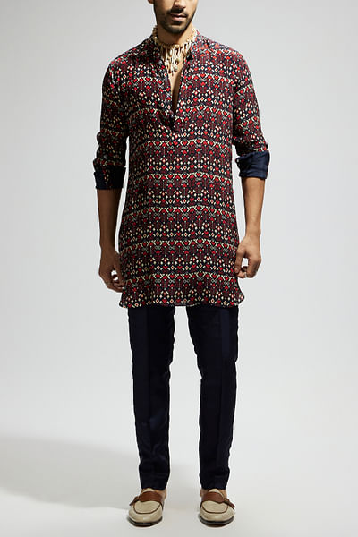 Blue geometric printed kurta