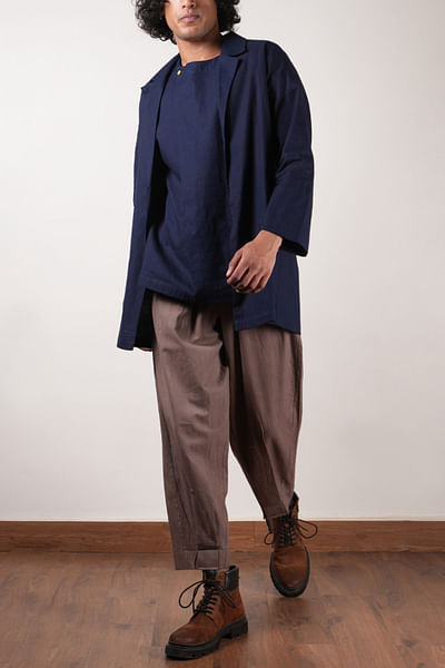 Blue handspun t-shirt and jacket set