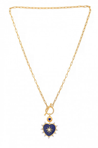 Blue heart lapis lazuli pendant necklace