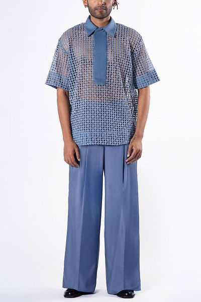 Blue hydrangea relaxed pants