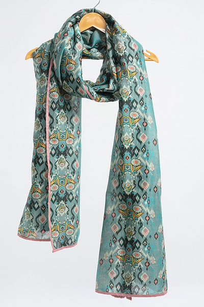 Blue ikat printed scarf