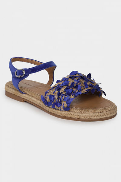 Blue jute embellished flats