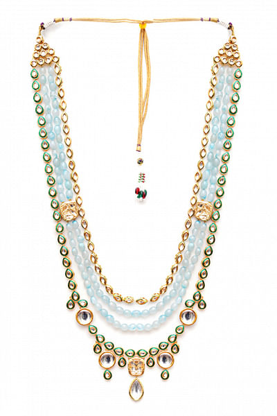 Blue kundan embellished layered necklace
