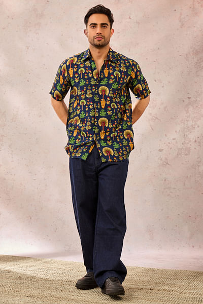 Blue nomadic tribe print shirt