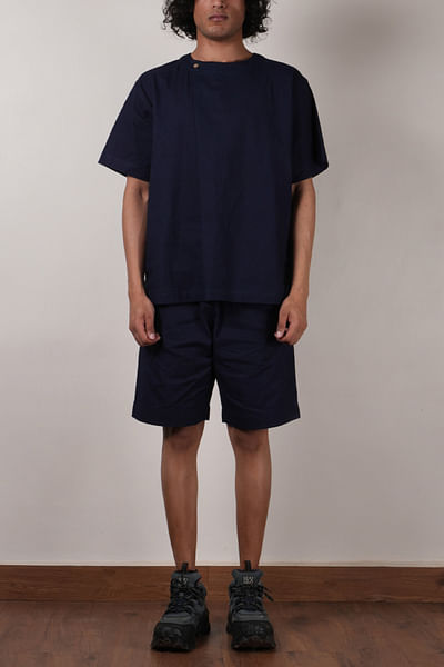 Blue overlap t-shirt