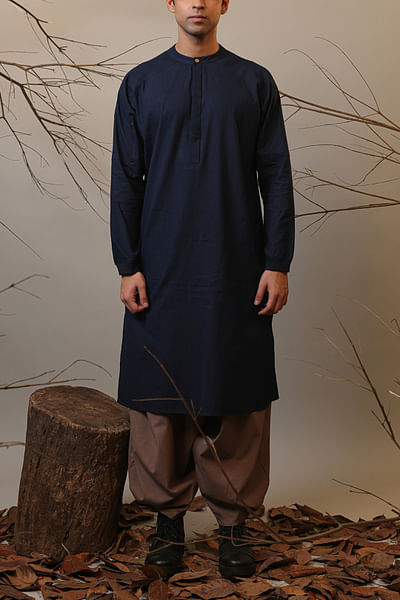 Blue raglan kurta