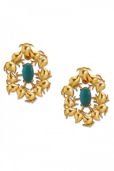 Blue topaz embellished studs
