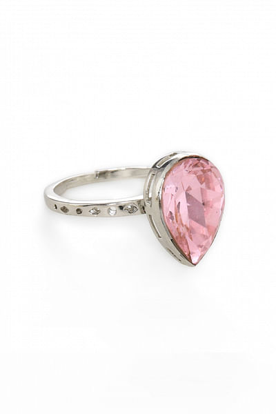 Blush pink American diamond kundan ring