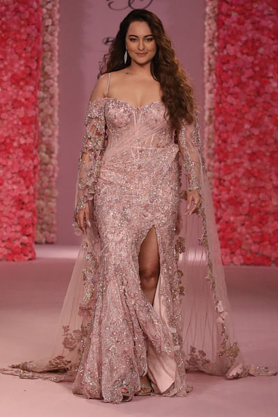 Blush pink crystal embellished gown