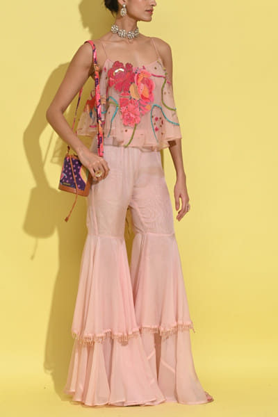 Blush pink embroidered gharara set