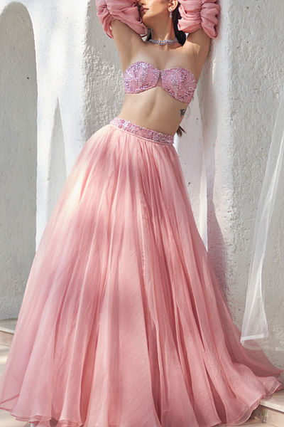 Blush pink embroidered lehenga and blouse