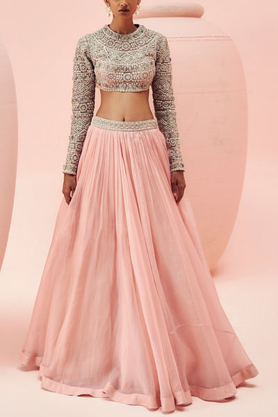 Blush pink embroidered lehenga set