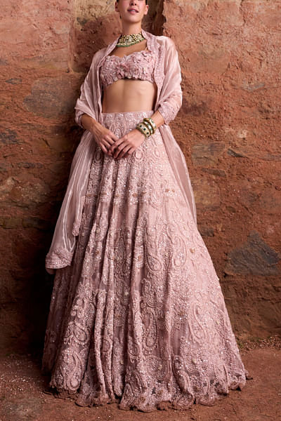 Blush pink embroidered lehenga set