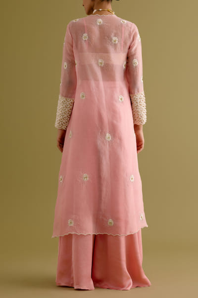 Devnaagri Blush pink embroidered sharara and jacket set DEVJAN25D22397