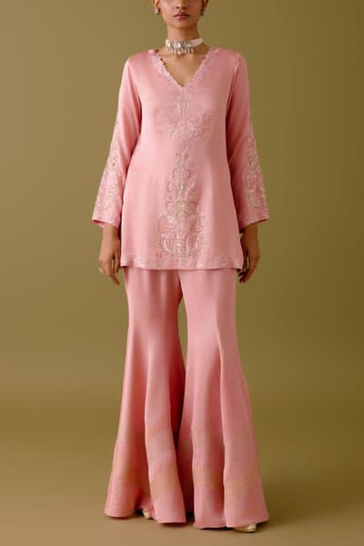 Devnaagri Blush pink embroidered sharara set DEVJAN25D22394