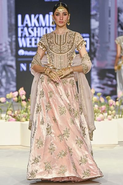Blush pink floral embroidered lehenga set