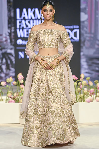 Blush pink floral embroidery lehenga set