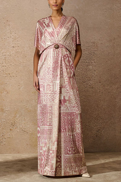 Blush printed foil jersey jumpsuit