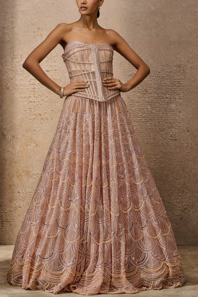 Tarun Tahiliani Blush sequin embroidered lehenga set TARJAN25D22986