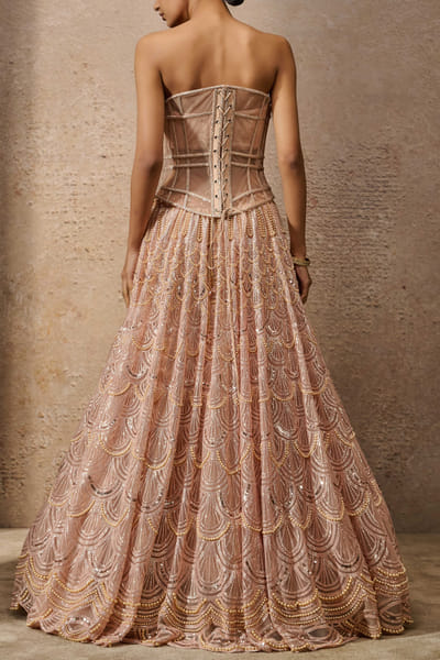 Tarun Tahiliani Blush sequin embroidered lehenga set TARJAN25D22986