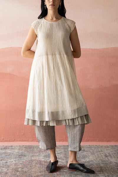 Bone white handwoven dress