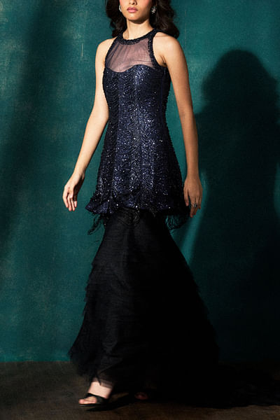 Bottle green tasseled short dress
