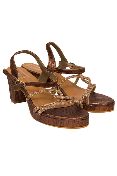 Bronze braided heels