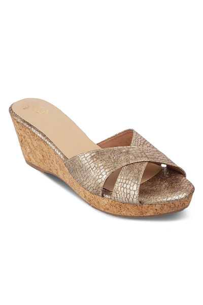 Bronze cross straps wedges