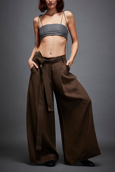 Brown belted trousers