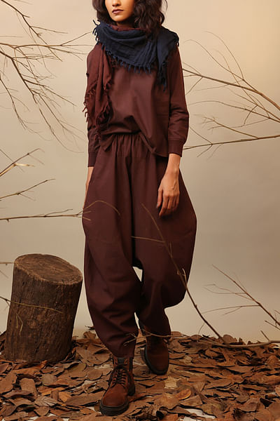 Brown dhoti balloon pants