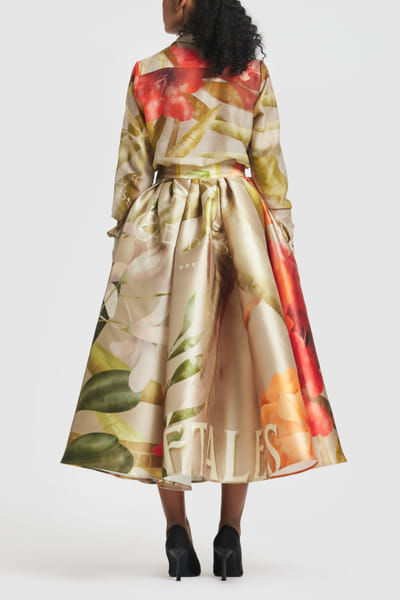 Gauri and Nainika Brown floral and leaf printed skirt GAUJAN25D14121
