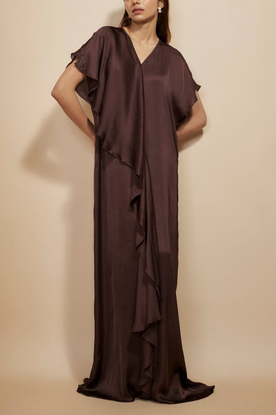 Brown modal satin kaftan