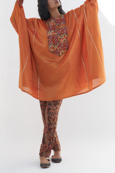 Brown paisley printed pants