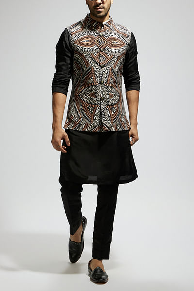 Brown zentangle printed bandi set