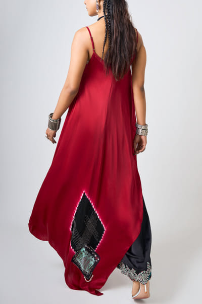 Nupur Kanoi Burgundy tie-dye singlet and drape pants NUPNOV24D332