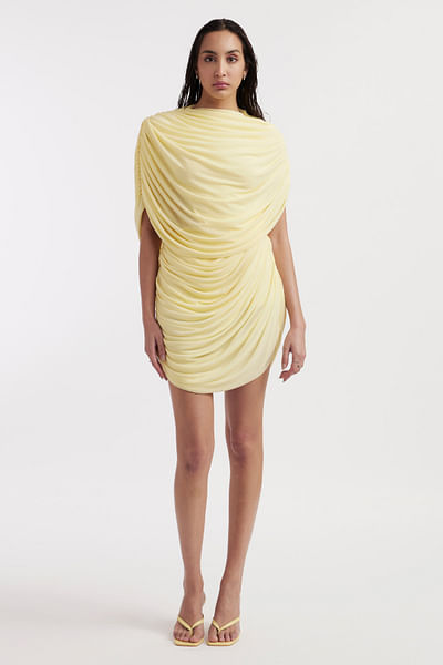 Butter yellow draped dress