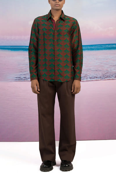 Castleton green artisanal printed shirt