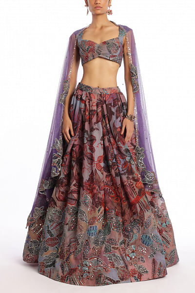 Catawba floral print embroidered lehenga set