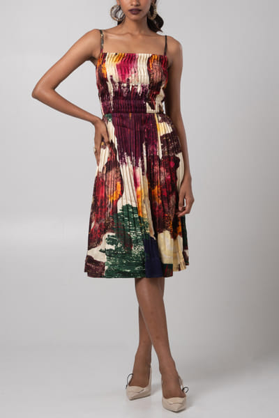 Advait Char artsy print pleated dress ADVJAN25D12577